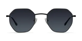 Lentes de sol modelo Endo con armazón geométrico de acero inoxidable color negro, cristales polarizados negros con protección UV400 y patillas delgadas.