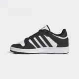 Championes Adidas Centennial RM, de caña baja, color negro con detalles en blanco. Presentan las tres tiras clásicas de Adidas en los laterales y suela de goma blanca.