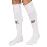 Medias de fútbol blancas con logotipo de Umbro, diseño clásico y cómodo.