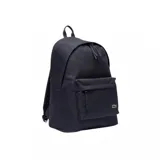 Mochila Lacoste color ladrillo con logo de cocodrilo verde bordado en el frente.