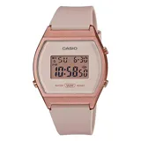 Reloj Casio digital color rosa con correa de resina, resistente al agua.