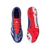 Championes de fútbol Adidas Predator League FG, color azul con detalles en blanco y rojo.