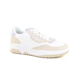 Zapatillas deportivas urbanas American Sport modelo Sofia, color blanco con detalles en beige y lila.