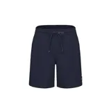 Short de baño azul marino con cintura elástica ajustable con cordón.