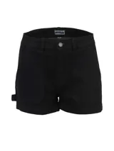 Short negro de denim Caterpillar Foundation, con cierre de botón y diseño de 5 bolsillos. Incluye parche con el logo de Oxford Cat en la cintura, etiqueta triangular en el bolsillo trasero y remache con el logo en el bolsillo de mano.