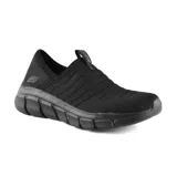 Championes Skechers BOBS Flex Groove Breeze negros, sin cordones, con capellada de tejido técnico Stretch Fit, panel transparente, plantilla Skechers Memory Foam y suela flexible.
