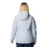 Campera Columbia 3 en 1 para mujer, modelo Whirlibird V Jacket. Capa exterior impermeable con costuras selladas y tecnología Omni-Tech™. Capa interior aislante con tecnología termorreflectante Omni-Heat™ y aislamiento Thermator™ de poliéster reciclado. Capucha ajustable, ventilación en las axilas, faldón para nieve, múltiples bolsillos y puños ajustables.