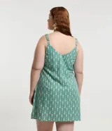 Vestido corto de breteles finos con estampado de piñas.