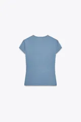 Camiseta marrón de algodón, de cuello redondo y manga corta.