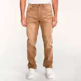 Pantalón de jean color verde militar, de corte slim, con cinco bolsillos y logo CAT en la parte trasera.