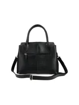 Cartera de cuero en color marrón con diseño estructurado y asas cortas, ideal para uso diario.