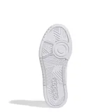 Championes Adidas Hoops 3.0 Bold de cuero sintético blanco con plataforma. Diseño de corte bajo con las tres tiras clásicas de Adidas en los laterales y suela de goma.