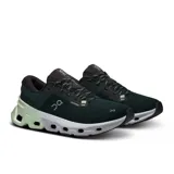 Championes de running On Running Cloudflyer 5, color verde oscuro con detalles en negro, gris y verde claro.