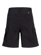 Short cargo negro de Jack & Jones, corte holgado, con múltiples bolsillos delanteros, traseros y laterales.