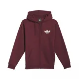 Campera Adidas con capucha y cierre frontal, color borgoña, con logo de Adidas en el pecho.