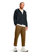 Campera deportiva Under Armour Unstoppable para hombre, color negro, con capucha, cierre frontal completo, bolsillos laterales con cierre y logo de la marca en el pecho.