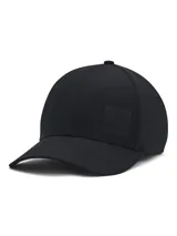 Gorro deportivo negro de Under Armour, modelo Armourvent Stretch. Confeccionado con tejido transpirable y paneles de ventilación para mantener la cabeza fresca. Presenta logo de la marca en el frente.