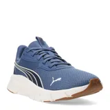 Championes Puma Flexfocus Lite Modern, color azul con detalles en blanco y suela color caramelo.