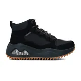 Bota deportiva Skechers Uno Peaks Street Hikes color negro, con capellada de malla textil, gamuza y material sintético. Cuenta con cordones, suela de goma con agarre, plantilla Air-Cooled Memory Foam y entresuela Skech-Air visible.