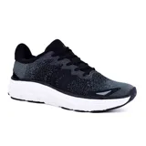 Championes deportivos grises con detalles en negro y suela blanca. Confeccionados con materiales ligeros y plantilla memory foam para mayor comodidad.