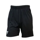 Short deportivo negro con cintura elástica y logo blanco en la pierna izquierda.
