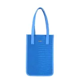 Matera de lona impermeable en color negro con asas de simil cuero, diseñada con un bolsillo interior con cierre.