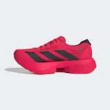 Championes Adidas Adizero Adios Pro 4 color fucsia con detalles en negro. Diseñados para corredores veloces, con varillas de carbono ENERGYRODS 2.0, mediasuela con perfil curvado y tecnología de espuma de doble capa ultraligera LIGHTSTRIKE PRO. Suela con compuesto de caucho Continental™ y tecnología LIGHTTRAXION.