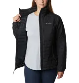 Campera acolchada Columbia Silver Falls II, color negro, con cierre frontal, cuello alto y bolsillos laterales con cierre.