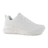 Championes deportivos Skechers Dynamatic - Swift Speed de mujer, color blanco. Capellada de malla y material sintético, cordones, plantilla acolchada y suela flexible.