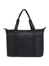 Bolso tote Under Armour Studio, color negro, con logo frontal y bolsillo de red con cierre.