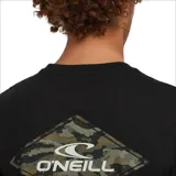 Remera negra de manga corta con logo de la marca O'Neill bordado en blanco en el pecho.