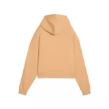 Campera Puma Her negra con capucha, cierre frontal y bolsillos laterales.