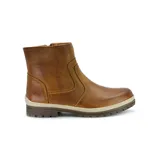 Bota corta de cuero negro con cierre lateral, suela de goma y detalle de costuras en el empeine.