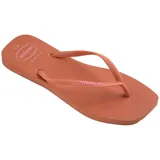 Ojotas Havaianas Slim Square Logo Pop color fucsia, con logo en las tiras.