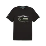 Remera negra con logo de Mercedes AMG Petronas, diseño clásico de algodón.