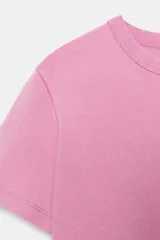 Camiseta de manga corta y cuello redondo, color terracota, de corte regular fit.