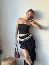 Top bandeau marrón liso.