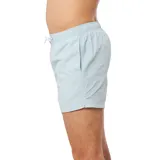 Short de baño celeste con cintura elástica y cordón ajustable.