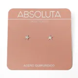 Par de aros pequeños de acero quirúrgico con forma de estrella de cinco puntas.
