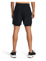 Short de running Under Armour Launch 7 2N1, color negro, con calza interior ajustada y logo reflectivo en la pierna derecha.