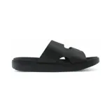 Sandalias tipo slide color negro con doble tira ajustable con hebillas.