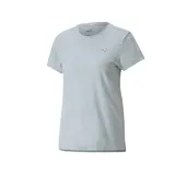 Remera deportiva Puma de mujer color celeste jaspeado, de manga corta y corte clásico.
