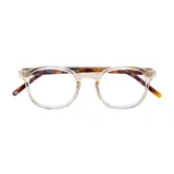 Lentes de eco acetato color beige con detalles en carey en las patillas.