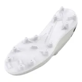 Championes de fútbol Under Armour Shadow Select 2 FG, color blanco con logo negro en el talón y detalles en gris.