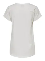 Remera blanca de algodón, de corte recto y mangas cortas.