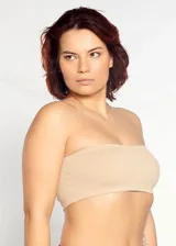 Soutien strapless negro de microfibra con copas removibles.