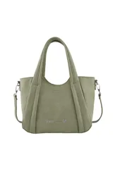Cartera color verde oliva con organizador interno y tira regulable y desmontable.