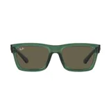 Lentes de sol Ray-Ban modelo 4396, con montura rectangular de acetato color verde y lentes marrones.