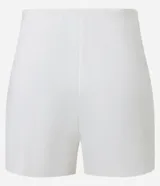 Short negro de bengalina, corte recto, tiro alto y cierre lateral con cremallera.