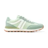 Championes urbanos Korium Lina, color verde agua con detalles en blanco y suela marrón.